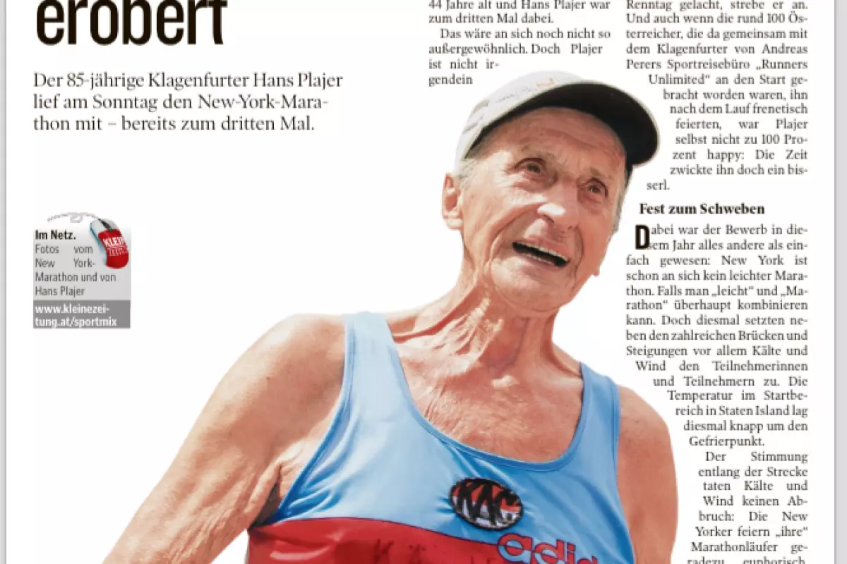 New York Marathon: Der alte Mann und die „Kleine Zeitung“